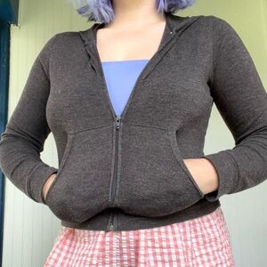 2000’s Mossimo dark grey soft & stretchy thin zip up hoodie